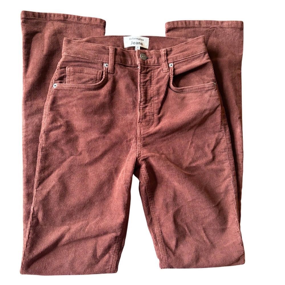 Reformation Peyton High Rise Bootcut Corduroy Pants Cinnamon Brown Size 26